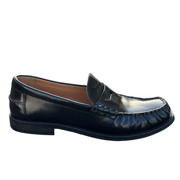 Zara Men’s Black Leather Penny Loafers Shiny Glossy Finish US 8 UK 7 EUR 41 main image 7